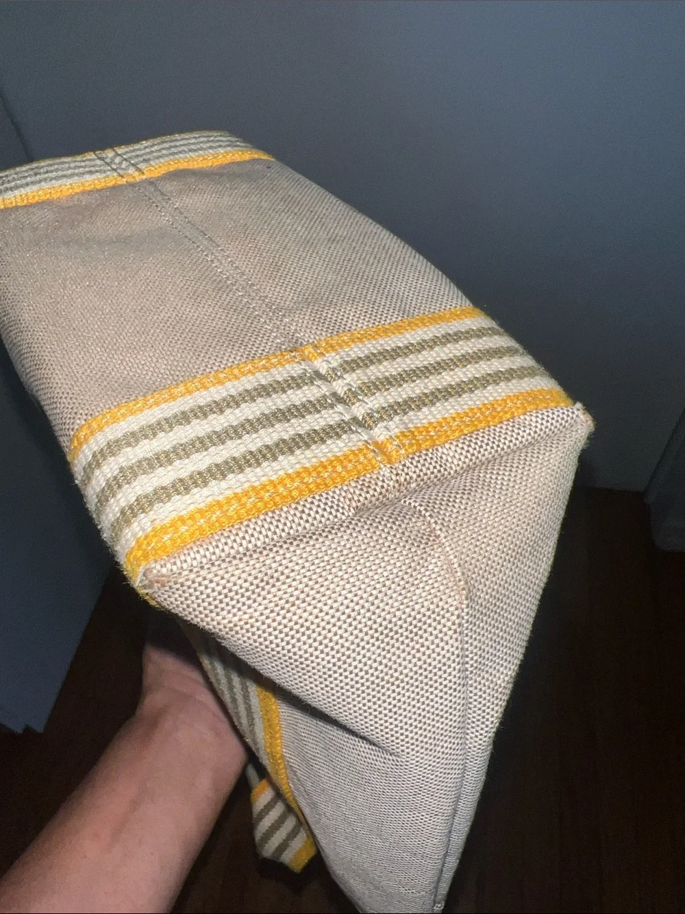 Orla Kiely Beige Canvas Tote with Yellow-Trim Straps